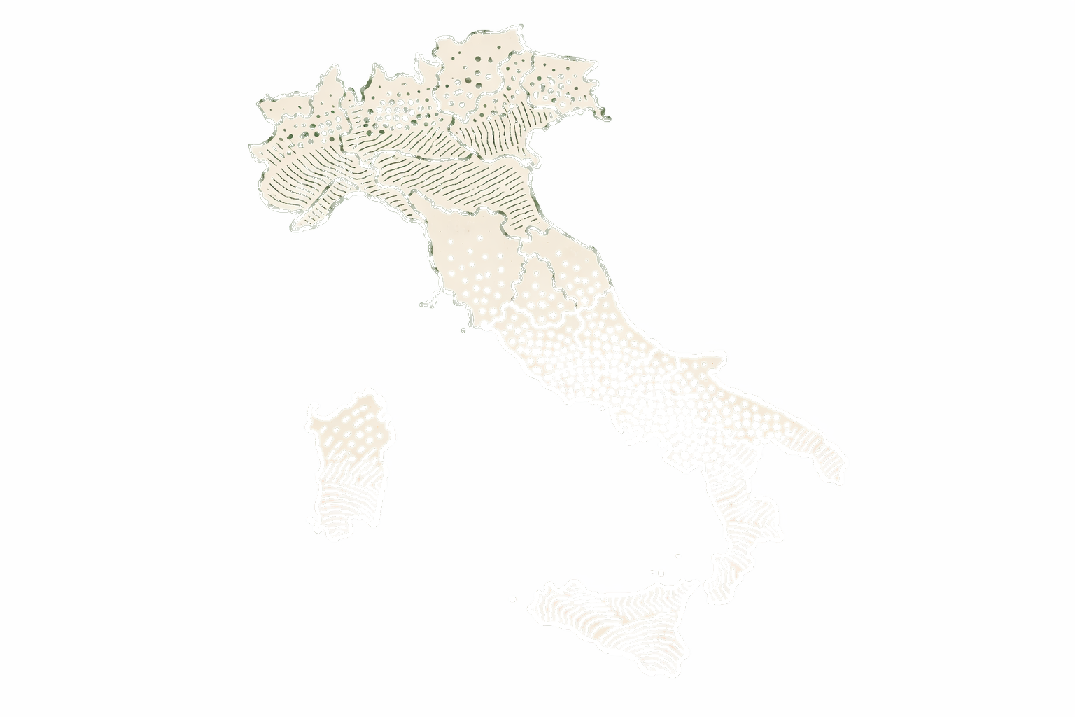 Mappa stilizzata dell'Italia che mostra la distribuzione della povertà